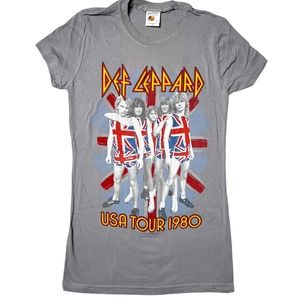 NWOT Def Leppard USA Tour 1980 Graphic T-Shirt Grey Women’s Sz S